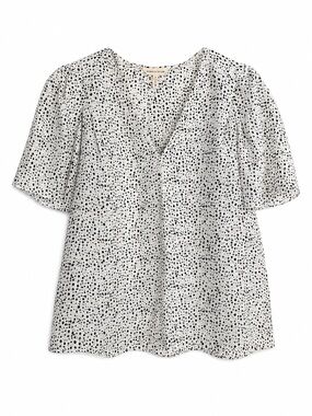 Rebecca Taylor Silk V-Neck Flutter Sleeve Blouse 2